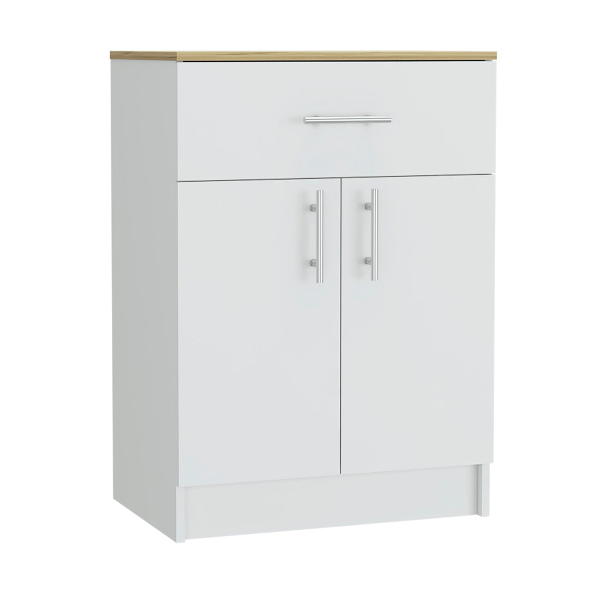 2 Piece Kitchen Set, Kitchen Island Cart Pantry Cabinet, White Light Oak White Particle Board Particle Board