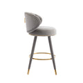 Coolmore Counter Height Bar Stools Set Of 2 For Kitchen Counter Solid Wood Legs With A Fixed Height Of 360 Degrees Gray Velvet