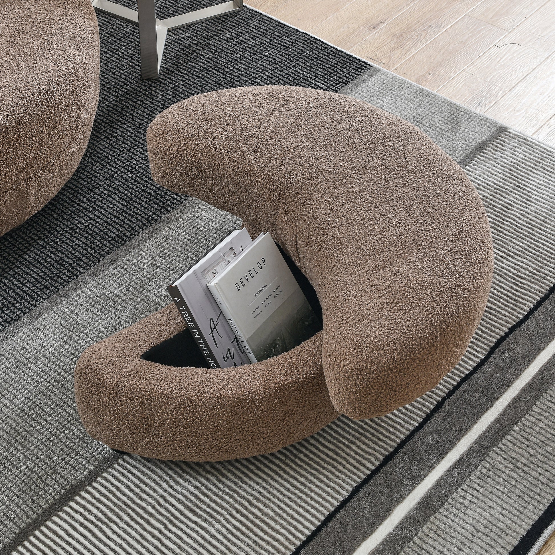 39"W Oversized Swivel Chair With Moon Storage Ottoman For Living Room, Modern Accent Round Loveseat Circle Swivel Barrel Chairs For Bedroom Cuddle Sofa Chair Lounger Armchair, 4 Pillows, Teddy Fabric Coffee Foam Fabric