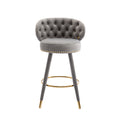 Coolmore Counter Height Bar Stools Set Of 2 For Kitchen Counter Solid Wood Legs With A Fixed Height Of 360 Degrees Gray Velvet