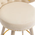 Coolmore Counter Height Bar Stools Set Of 2 For Kitchen Counter Solid Wood Legs With A Fixed Height Of 360 Degrees Beige Velvet
