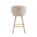 Coolmore Counter Height Bar Stools Set Of 2 For Kitchen Counter Solid Wood Legs With A Fixed Height Of 360 Degrees Beige Velvet