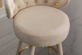 Coolmore Counter Height Bar Stools Set Of 2 For Kitchen Counter Solid Wood Legs With A Fixed Height Of 360 Degrees Beige Velvet