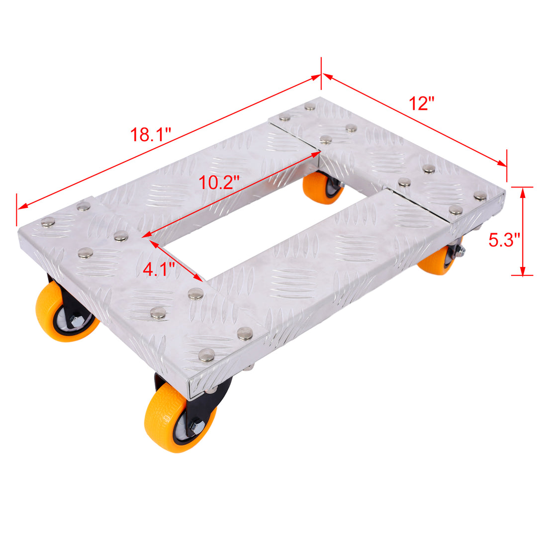 Movers Dolly Heavy Duty Furniture Dolly Trolley Cart 18''X12'' Aluminum Frame With 3'' Tpu Professional Casters With Brake Option Silver Aluminium Alloy