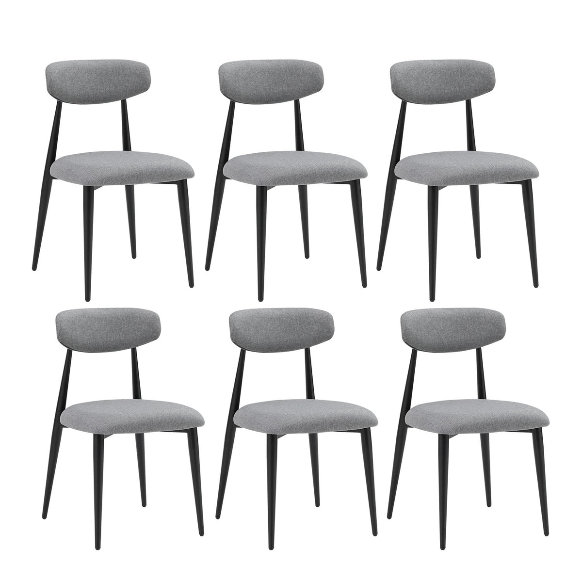Set Of 6 Dining Chairs, Upholstered Chairs With Metal Legs For Kitchen Dining Room,Grey Gray Foam Metal