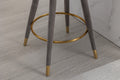 Coolmore Counter Height Bar Stools Set Of 2 For Kitchen Counter Solid Wood Legs With A Fixed Height Of 360 Degrees Gray Velvet