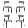 Set Of 4 Modern Dining Chairscurved Backrest Round Upholstered And Metal Frame,Grey Gray Foam Metal