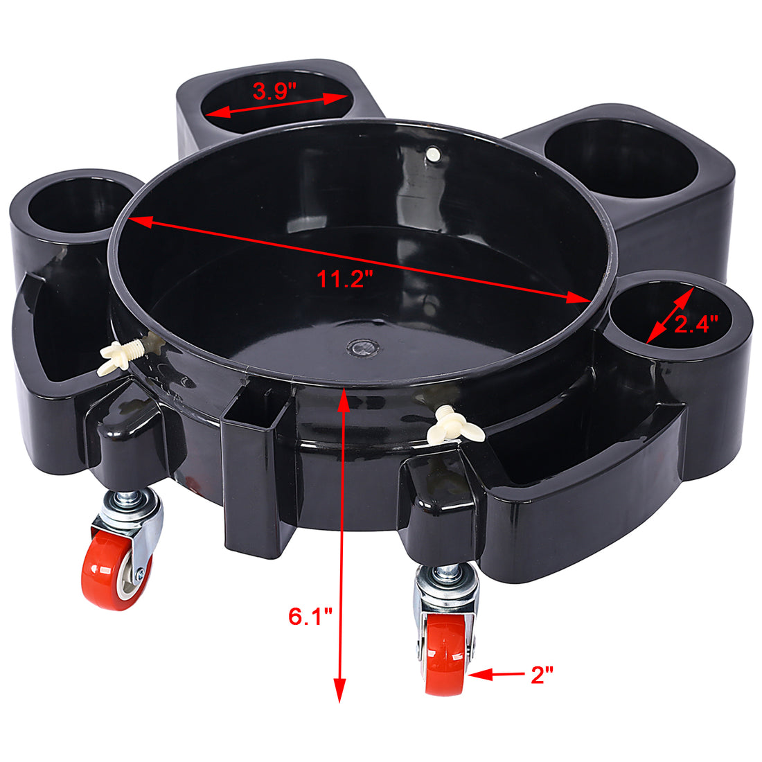 Bucket Dolly 5 Gallon Rolling Bucket Dolly With 5 Rolling Swivel Casters,Removable Bucket Dolly For Car Wash Professional Detailing For Car Washing Detailing Smoother Maneuvering 2Pcs Set Black Plastic