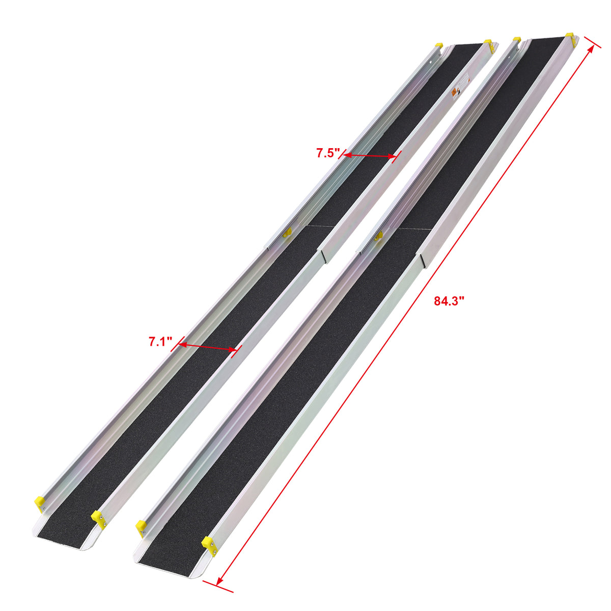 7' Adjustable Wheelchair Telescoping Track Ramps Silver Aluminium