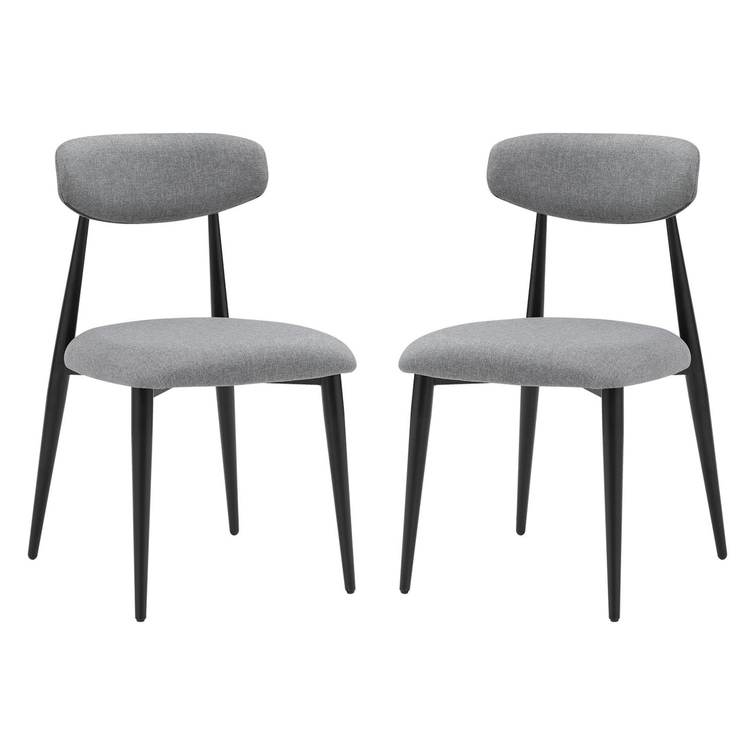 Modern Dining Chairs Set Of 2, Curved Backrest Round Upholstered And Metal Frame, Grey Gray Foam Metal