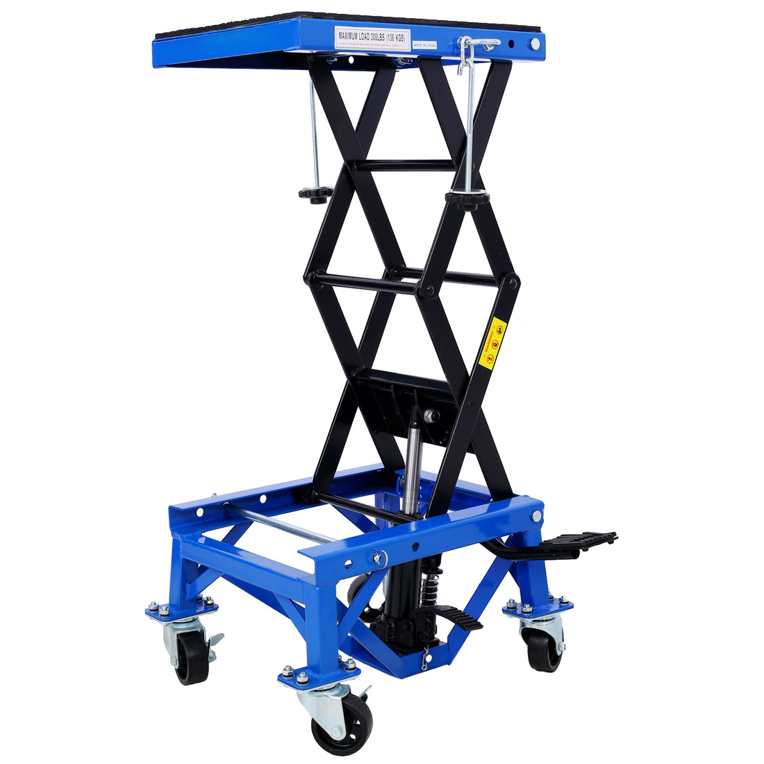 300 Lbs Hydraulic Motorcycle Scissor Jack Lift Foot Step Wheels For Small Dirt Bikes,Blue Color Blue Steel