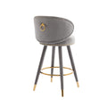 Coolmore Counter Height Bar Stools Set Of 2 For Kitchen Counter Solid Wood Legs With A Fixed Height Of 360 Degrees Gray Velvet
