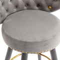 Coolmore Counter Height Bar Stools Set Of 2 For Kitchen Counter Solid Wood Legs With A Fixed Height Of 360 Degrees Gray Velvet