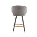 Coolmore Counter Height Bar Stools Set Of 2 For Kitchen Counter Solid Wood Legs With A Fixed Height Of 360 Degrees Gray Velvet