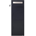 Large Steel Freestanding Floor Parcel Package Drop With Locking Letterbox Drop Mail Box With Multi Compartments, Black Black Steel