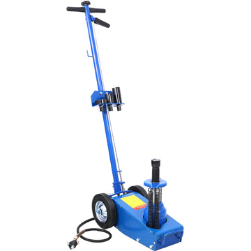 22 Ton Hydraulic Floor Jack Air Operated Axle Bottle Jack With 4 Extension Saddle Set Built In Wheels, Blue Blue Metal