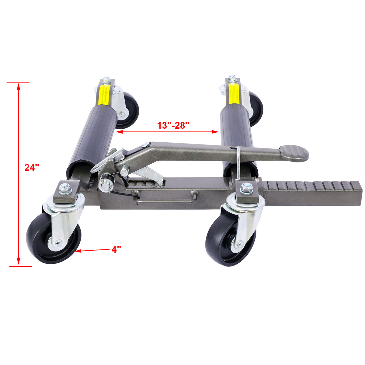 Set Of 2 Wheel Dolly Car Skates Vehicle Positioning Hydraulic Tire Jack Ratcheting Foot Pedal Lift Hydraulic Car Wheel Dolly, 1,250Lbs Gray Aluminum
