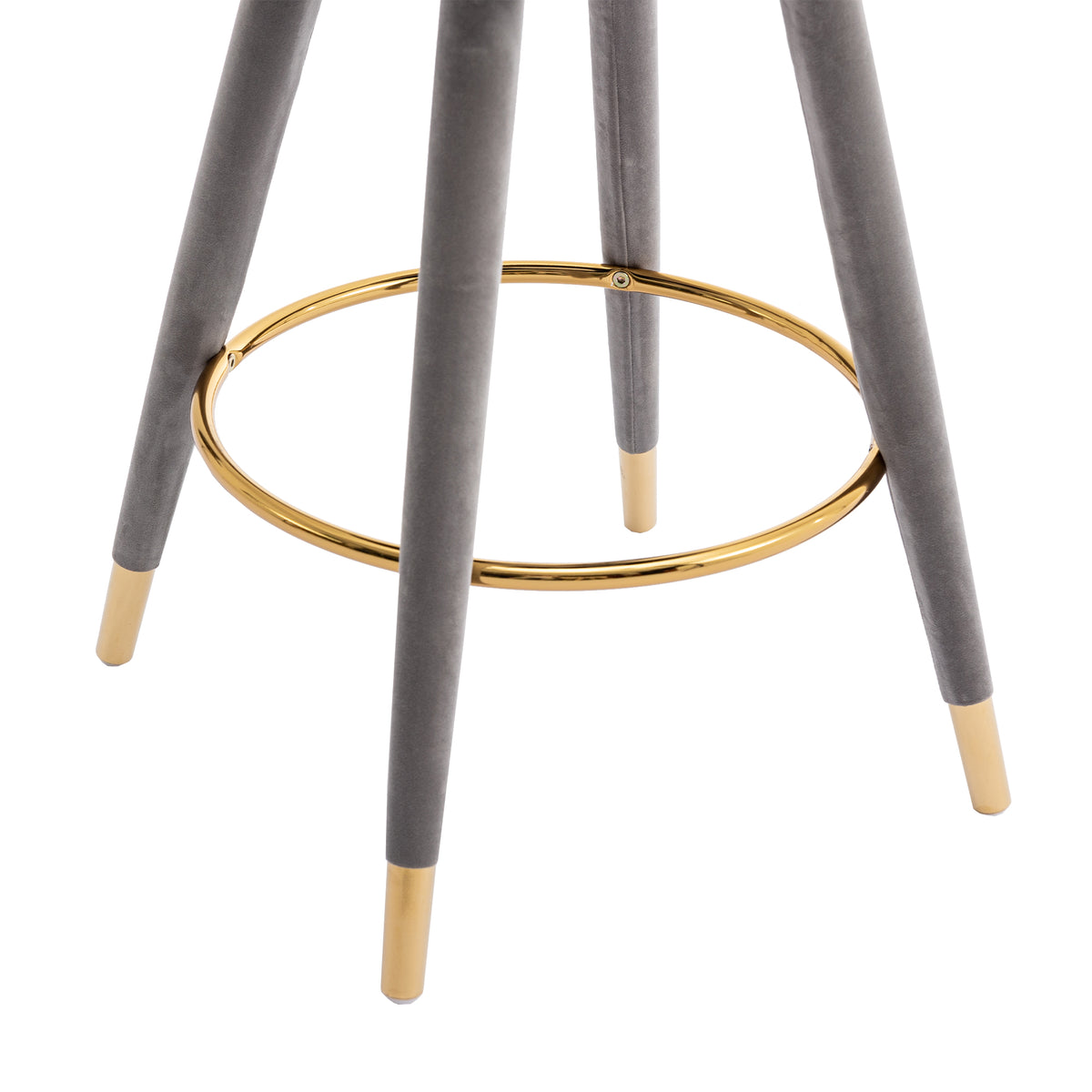Coolmore Counter Height Bar Stools Set Of 2 For Kitchen Counter Solid Wood Legs With A Fixed Height Of 360 Degrees Gray Velvet