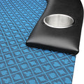96Inch Oval Poker Table Detachable Armrest Chip Tray Blue Speed Cloth Surface Stainless Steel Pedestal Base Blue Stainless Steel