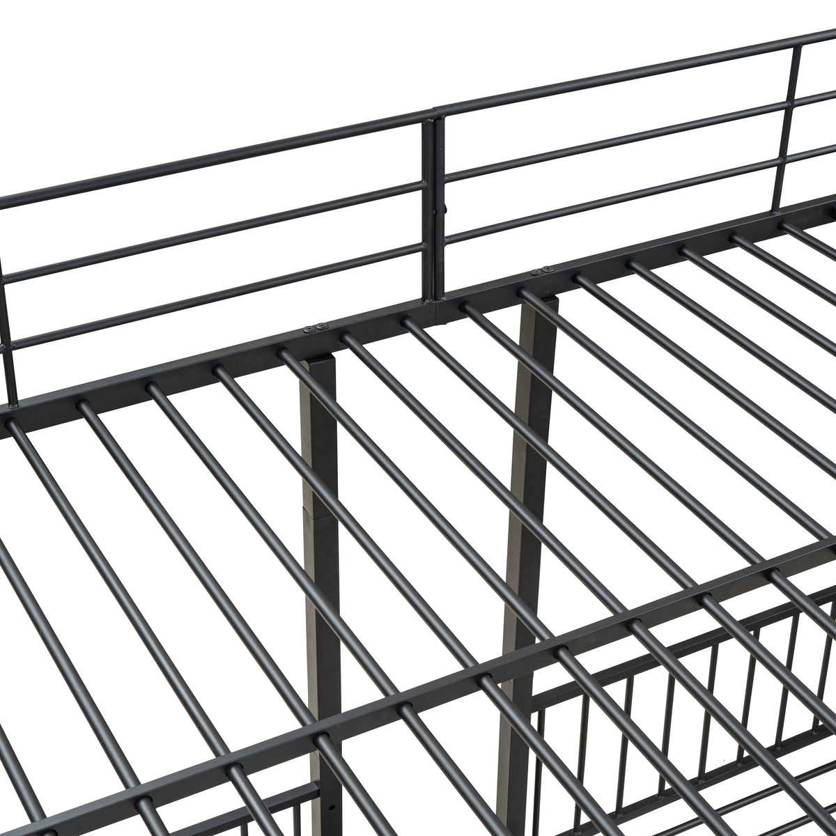 Full Over Twin Twin Triple Bunk Bed With Drawers And Staircase, Black Black Metal