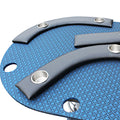 96Inch Oval Poker Table Detachable Armrest Chip Tray Blue Speed Cloth Surface Stainless Steel Pedestal Base Blue Stainless Steel