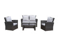 4 Pieces Pe Rattan Wicker Outdoor Patio Furniture Set With Grey Cushions Grey Wicker