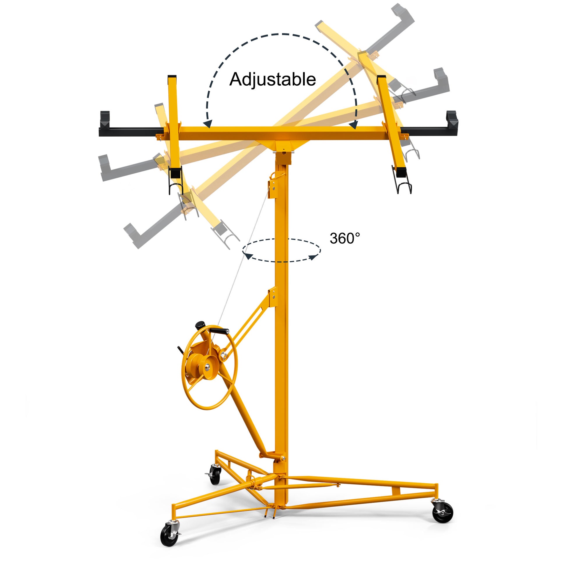 16Ft Lift Drywall Panel Hoist Jack For Ceiling Yellow Yellow Iron Plastic