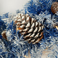 Pre Lit Xmas Tree Artificial Christmas 4 Piece Set,Garland, Wreath And Set Of 2 Entrance Trees X Mas With Led Lights, Christmas Tree Blue Pvc