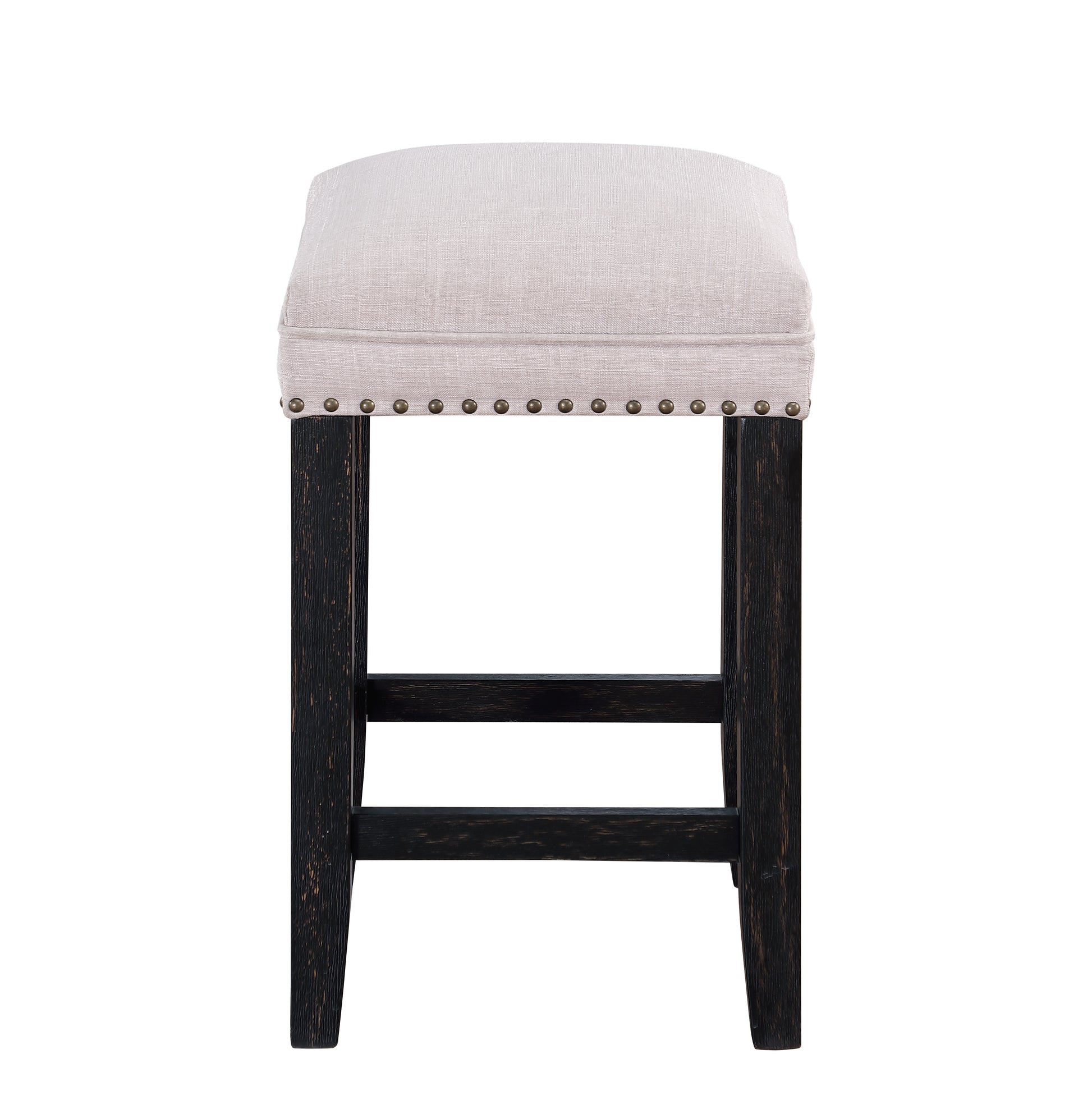 Farmhouse 24In Height Barstools For 34" 38" Counter Island Upholstered Stools Black White White Dining Room Antique Rubberwood Foam Burlap