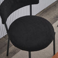 Set Of 2 Mid Century Modern Dining Chairs Teddy Fabric Upholstery Curved Back Metal Frame Black Elegant And Comfortable Kitchen Chairs Black Metal