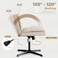 Large Size Armless Home Office Desk Chair Vanity Chair No Wheels Wood Beige Primary Living Space Foam American Design,Casual,Contemporary,Minimalist,Modern Handle Office Chairs Solid Back Foam Adjustable Height Leather