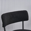 Set Of 2 Mid Century Modern Dining Chairs Teddy Fabric Upholstery Curved Back Metal Frame Black Elegant And Comfortable Kitchen Chairs Black Metal