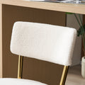 Set Of 4 Modern Teddy Fabric Upholstered Bar Stools Metal Base High Stool Suitable For Kitchen, Dining And Living Room Beige Stylish And Comfortable Island Seating Beige Metal