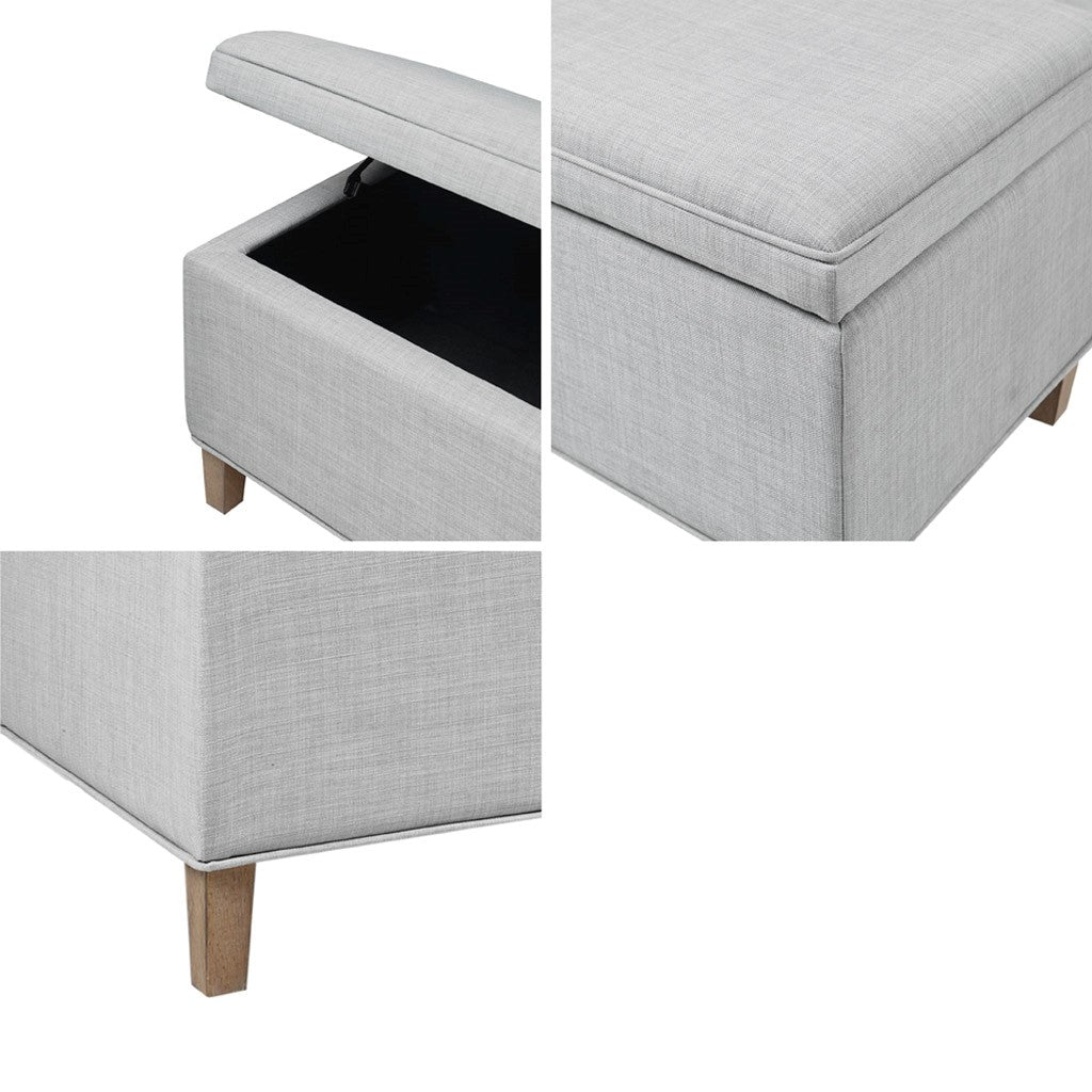 Rectangular Soft Close Storage Bench Light Grey Polyester