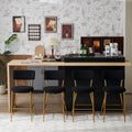 Set Of 4 Modern Teddy Fabric Upholstered Bar Stools Metal Base High Stool Suitable For Kitchen, Dining And Living Room Black Stylish And Comfortable Island Seating Black Metal