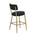 Set Of 4 Modern Teddy Fabric Upholstered Bar Stools Metal Base High Stool Suitable For Kitchen, Dining And Living Room Black Stylish And Comfortable Island Seating Black Metal