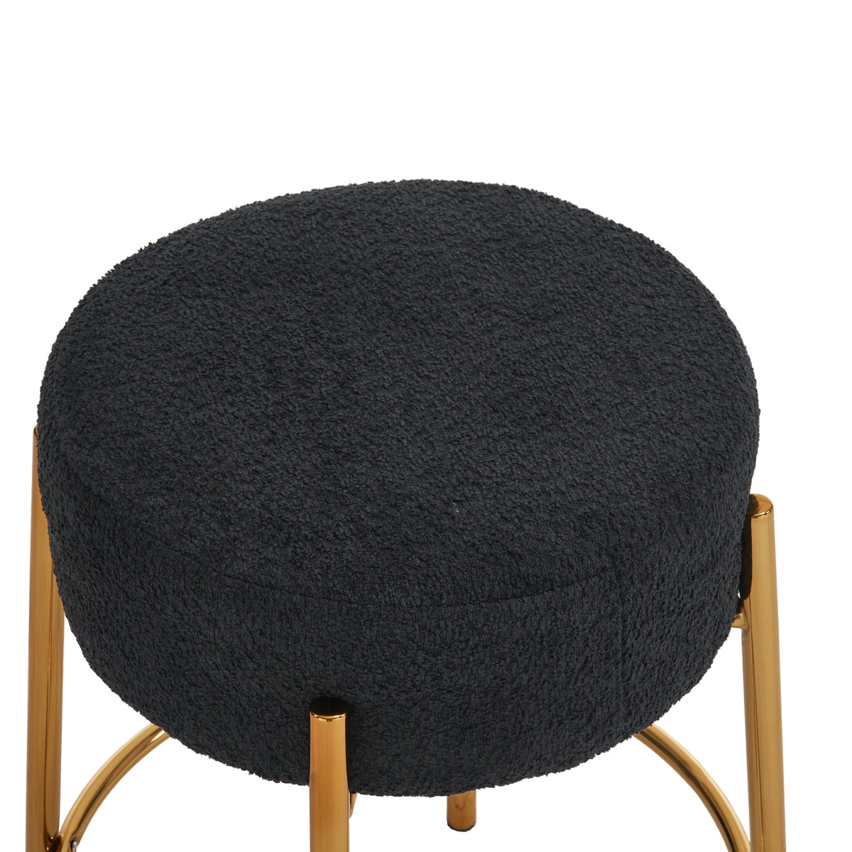 24" Tall, Round Bar Stools, Set Of 2 Contemporary Upholstered Dining Stools For Kitchens, Coffee Shops And Bar Stores Includes Sturdy Hardware Support Legs Black Foam