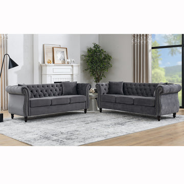 3 Seater 3 Seater Combination Sofa.Grey Velvet W834S00062 Grey Foam Velvet