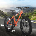 S26109 26 Inch Fat Tire Bike Adult Youth Full Shimano 21 Speed Mountain Bike, Dual Disc Brake, High Carbon Steel Frame, Front Suspension, Mountain Trail Bike, Urban Commuter City Bicycle Cycling Orange Without Anti Slip Garden & Outdoor American Design