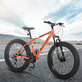 S26109 26 Inch Fat Tire Bike Adult Youth Full Shimano 21 Speed Mountain Bike, Dual Disc Brake, High Carbon Steel Frame, Front Suspension, Mountain Trail Bike, Urban Commuter City Bicycle Cycling Orange Without Anti Slip Garden & Outdoor American Design