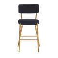 Set Of 4 Modern Teddy Fabric Upholstered Bar Stools Metal Base High Stool Suitable For Kitchen, Dining And Living Room Black Stylish And Comfortable Island Seating Black Metal