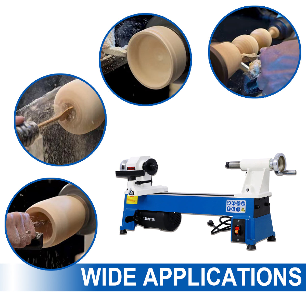 Benchtop Wood Lathe 10" X 18" Wood Lathe Machine 5 Variable Speeds 500 750 1150 1800 3200Rpm Mini Wood Turning Lathe For Woodworking 1 2Hp Multifunctional Power Wood Lathe Gray Steel