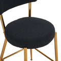 Set Of 4 Modern Teddy Fabric Upholstered Bar Stools Metal Base High Stool Suitable For Kitchen, Dining And Living Room Black Stylish And Comfortable Island Seating Black Metal