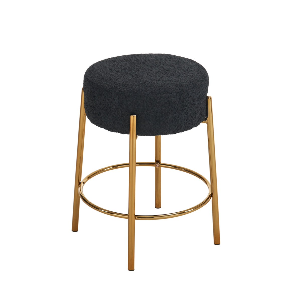 24" Tall, Round Bar Stools, Set Of 2 Contemporary Upholstered Dining Stools For Kitchens, Coffee Shops And Bar Stores Includes Sturdy Hardware Support Legs Black Foam