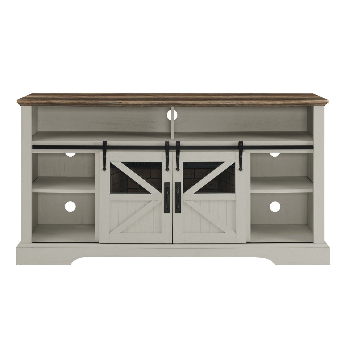 60 Inch Electric Fireplace Entertainment Center With Door Sensor Jasmine White Color Powder Coated Electric Jasmine White Vent Free Yes Insert Wood Stainless Steel Glass Electric