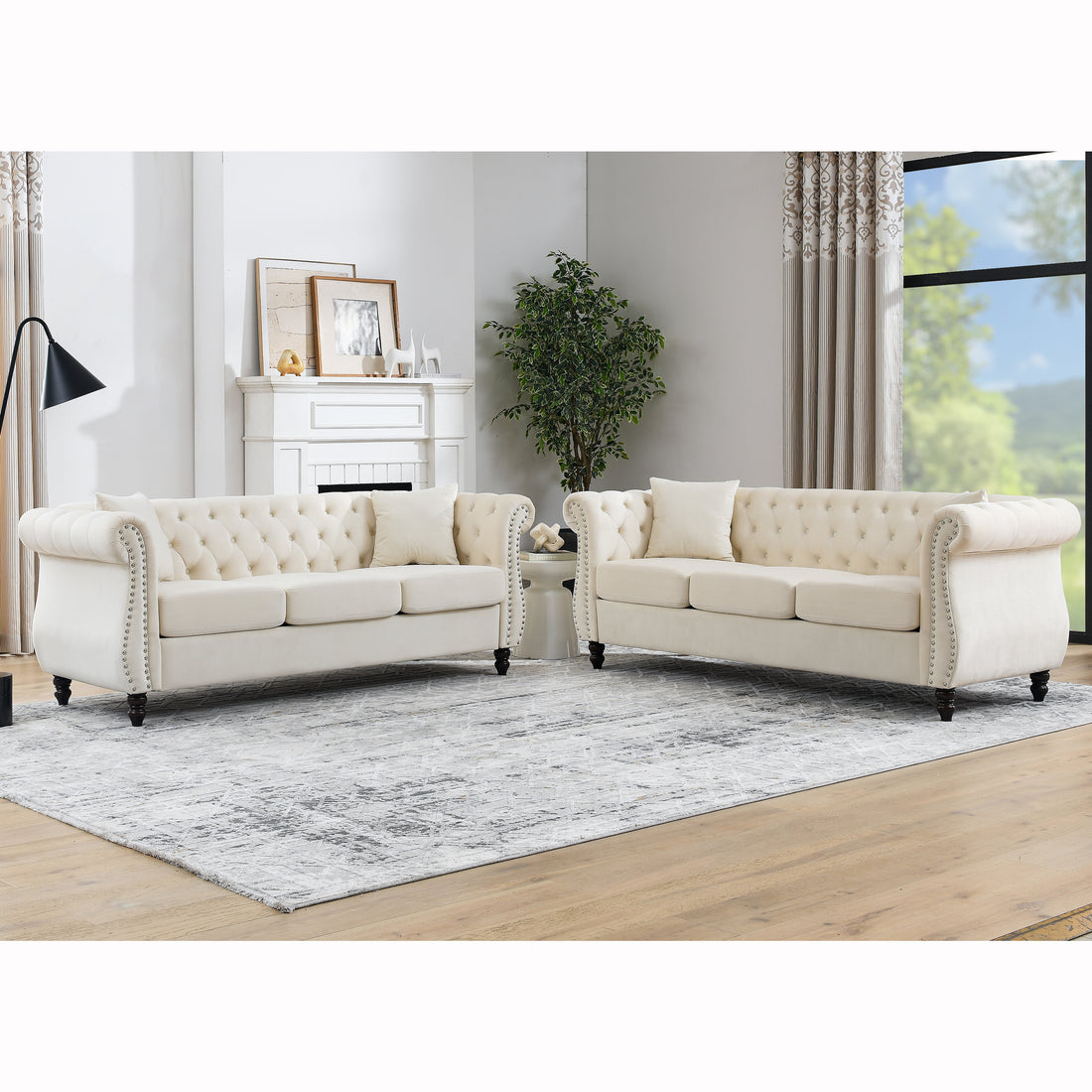 3 Seater 3 Seater Combination Sofa.Beige Velvet W834S00063 Beige Foam Velvet
