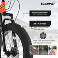S26109 26 Inch Fat Tire Bike Adult Youth Full Shimano 21 Speed Mountain Bike, Dual Disc Brake, High Carbon Steel Frame, Front Suspension, Mountain Trail Bike, Urban Commuter City Bicycle Cycling Orange Without Anti Slip Garden & Outdoor American Design