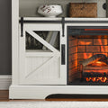 60 Inch Electric Fireplace Entertainment Center With Door Sensor Jasmine White Color Powder Coated Electric Jasmine White Vent Free Yes Insert Wood Stainless Steel Glass Electric