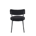 Set Of 2 Mid Century Modern Dining Chairs Teddy Fabric Upholstery Curved Back Metal Frame Black Elegant And Comfortable Kitchen Chairs Black Metal