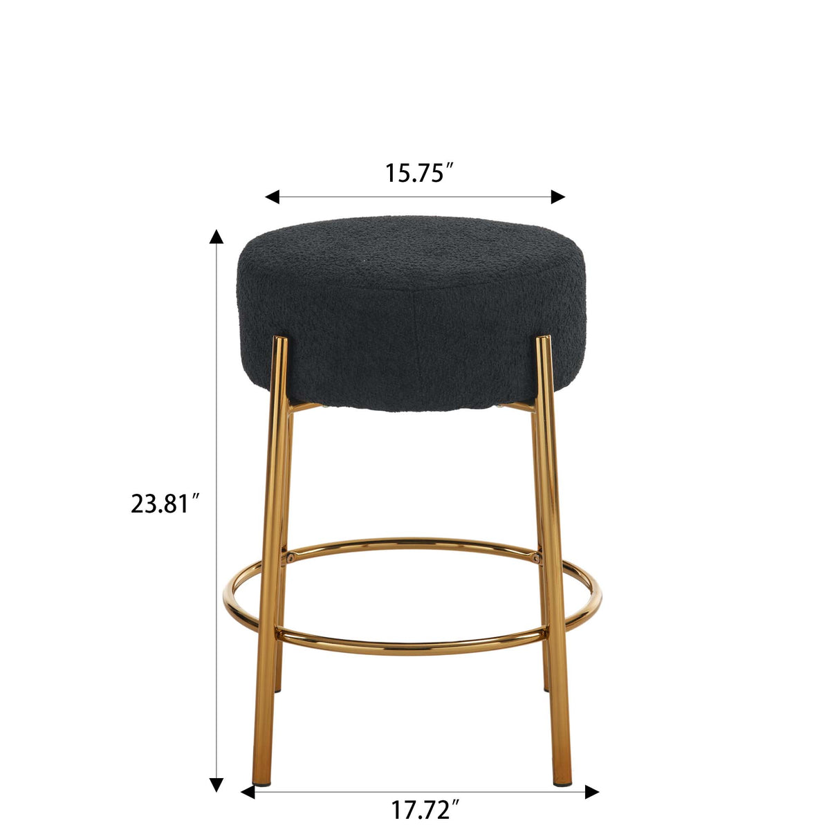 24" Tall, Round Bar Stools, Set Of 2 Contemporary Upholstered Dining Stools For Kitchens, Coffee Shops And Bar Stores Includes Sturdy Hardware Support Legs Black Foam